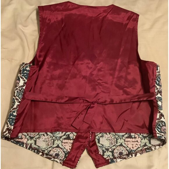 VTG Bobbie Brooks Christmas Vest Needlepoint Tapestry Red Lining Womens L -Read - Picture 8 of 9